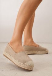Ciemnobeżowe Klasyczne Espadryle VICES na Grubej Podeszwie z Plecionką Idathelia. Brązowe espadryle Born2be, bez wzorów, z jeansu, klasyczne, bez obcasa. Za 79.99 zł.