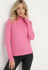Różowy Sweter Półgolf Ozdobiony Guzikami przy Rękawach Delianor. Czerwone swetry Born2be, na jesień, m, bez wzorów, z jeansu, biznesowe, bez ramiączek. W wyprzedaży za 59.49 zł.
