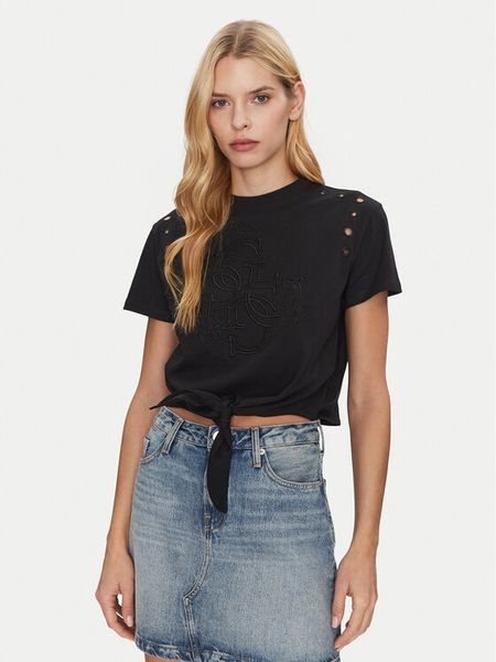 Guess T-Shirt W5GI18 I3Z14 Czarny Regular Fit. Czarne t-shirty Guess, s, z aplikacjami, z bawełny, bez kołnierzyka, bez ramiączek. Za 119.99 zł.