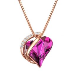 Rafaela Donata Naszyjnik srebrny Serce srebro wysokiej próby zdobiony kryształkami Swarovski® różowe złoto Naszyjniki 1 ct Damski. Czerwone naszyjniki Rafaela Donata, z materiału, z ametystem, pozłacane. Za 719.99 zł.