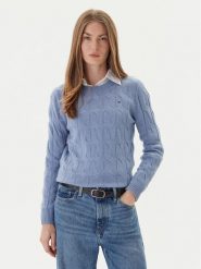 Tommy Hilfiger Sweter WW0WW43586 Błękitny Regular Fit. Niebieskie swetry Tommy Hilfiger, xl, bez wzorów, z wełny, bez ramiączek. Za 649.99 zł.