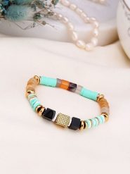 Charlize Pozłacana bransoletka z jaspisami i kamieniami ozdobnymi rozmiar: onesize. Brązowe bransoletki Charlize, z jaspisem, pozłacane. Za 95.69 zł.