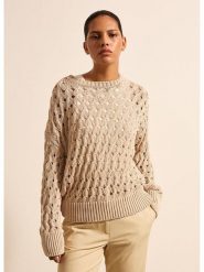 STEFANEL Sweter w kolorze beżowym rozmiar: M. Brązowe swetry Stefanel, m, bez wzorów, z bawełny, bez ramiączek. Za 260.99 zł.