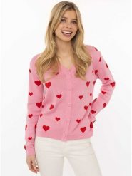 Zwillingsherz Kardigan w kolorze jasnoróżowym rozmiar: L/XL. Różowe swetry Zwillingsherz, l, bez wzorów, z bawełny, bez ramiączek. Za 165.99 zł.