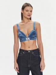 Calvin Klein Jeans Top J20J222475 Niebieski Slim Fit. Niebieskie topy Calvin Klein Jeans, xs, bez wzorów, z bawełny, bez kołnierzyka, bez ramiączek. Za 379.99 zł.