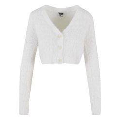 Kurtka cardigan z piórami damska Urban Classics. Białe kurtki Urban Classics, xl, bez wzorów, z materiału, eleganckie, bez kaptura. Za 165.00 zł.