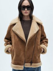 Mango Kurtka z imitacji skóry Adri 77087683 Brązowy Loose Fit. Brązowe kurtki Mango, m, bez wzorów, ze skóry, bez kaptura. Za 259.99 zł.