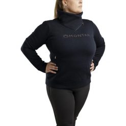 Damska bluza jeździecka z zamkiem błyskawicznym Montar Naja. Niebieskie bluzy MONTAR, xl, bez wzorów, z bawełny, eleganckie, bez ramiączek, bez kaptura. Za 368.50 zł.