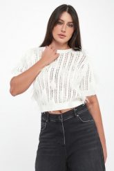 Sweter damski ażurowy z piórkami TWINSET. Swetry Twinset Milano, m, w ażurowe wzory, bez ramiączek. Za 1,079.00 zł.