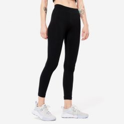 Legginsy fitness damskie Domyos slim. Szare legginsy DOMYOS, bez wzorów, z bawełny, eleganckie. Za 49.99 zł.