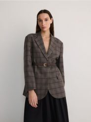 Marynarka z paskiem w talii - wielobarwny. Marynarki i żakiety Reserved, l, bez wzorów, z tkaniny, bez ramiączek. W wyprzedaży za 219.99 zł.