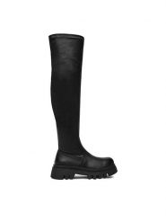 DeeZee Kozaki 13226-7 Czarny. Czarne kozaki DeeZee, bez wzorów, z materiału, bez obcasa, na płaskiej podeszwie, bez zapięcia. Za 259.99 zł.
