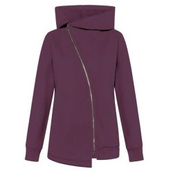 Bluza Deha Bluza Biker Z Bawełny Ekologicznej Damskie. Fioletowe bluzy Deha, l, bez wzorów, z bawełny, bez ramiączek, z kapturem. Za 617.99 zł.