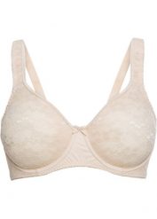 Biustonosz minimizer z wyściełanymi ramiączkami. Brązowe biustonosze bonprix, bez wzorów, z koronki. Za 69.99 zł.