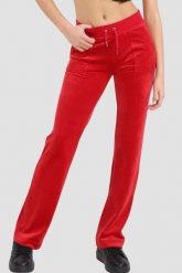 JUICY COUTURE Czerwone damskie spodnie welurowe Del Ray Pocket Pant, Rozmiar XS. Czerwone spodnie dresowe Juicy Couture, bez wzorów, z dresówki. W wyprzedaży za 323.99 zł.