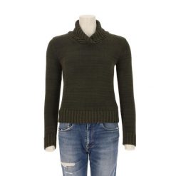 Second life - Damski sweter w kolorze khaki - Stan bardzo dobry. Zielone swetry Ralph Lauren, bez wzorów, sportowe, bez ramiączek. Za 149.06 zł.