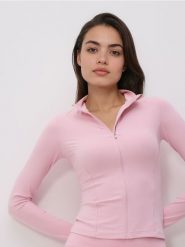 Bluza z suwakiem - pastelowy róż. Czerwone bluzy Reserved, l, bez wzorów, z dzianiny, bez kaptura. Za 99.99 zł.