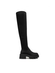 DeeZee Kozaki 67091-8H Czarny. Czarne kozaki DeeZee, bez wzorów, z materiału, bez obcasa, na płaskiej podeszwie, bez zapięcia. Za 249.99 zł.