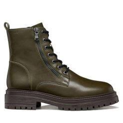 Trapery Geox. Zielone traperki Geox, bez wzorów, bez obcasa, bez zapięcia. Za 589.99 zł.