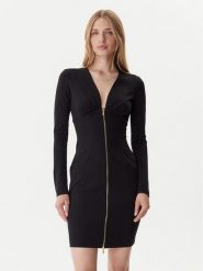 Just Cavalli Sukienka dzianinowa 79PAO937 J0092 Czarny Slim Fit. Czarne sukienki Just Cavalli, bez wzorów, z dzianiny, bez kołnierzyka, bez ramiączek. Za 949.99 zł.