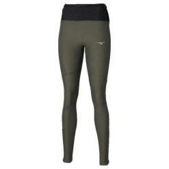 Damskie legginsy Mizuno. Zielone legginsy Mizuno, bez wzorów, z materiału, sportowe. Za 309.50 zł.