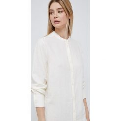 Sisley koszula lniana damska kolor beżowy relaxed. Brązowe koszule Sisley, l, bez wzorów, z tkaniny, bez kołnierzyka, bez ramiączek. W wyprzedaży za 214.99 zł.