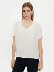 Tommy Hilfiger T-Shirt UW0UW05190 Écru Oversize. T-shirty Tommy Hilfiger, m, bez wzorów, bez kołnierzyka, bez ramiączek. Za 129.99 zł.