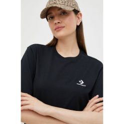 Converse t-shirt bawełniany kolor czarny. Czarne t-shirty Converse, l, bez wzorów, z bawełny, bez kołnierzyka, bez ramiączek. Za 119.99 zł.