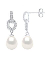 Mitzuko Srebrne kolczyki-wkrętki z perłami rozmiar: onesize. Szare kolczyki Mitzuko, z cyrkonią, srebrne. Za 260.99 zł.