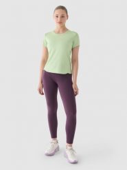 4F Legginsy do biegania z wysokim stanem damskie - fioletowe M. Fioletowe legginsy 4f, m, bez wzorów, z dzianiny, z podwyższonym stanem, do biegania. W wyprzedaży za 99.99 zł.