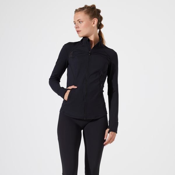 Bluza na zamek damska Domyos fitness 900 training. Czarne bluzy bez kaptura DOMYOS, l, bez wzorów, z elastanu, bez kaptura, na fitness i siłownię. Za 169.99 zł.