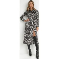 Czarna Sukienka Koszulowa Melan. Czarne sukienki Born2be, na co dzień, s, bez wzorów, z materiału, eleganckie, bez kołnierzyka, bez ramiączek, midi, dopasowane. W wyprzedaży za 84.99 zł.