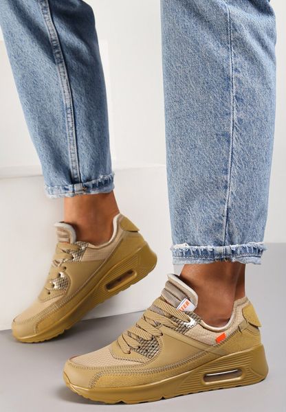 Beżowe Buty Sportowe Irinyxih. Brązowe buty sportowe lifestyle Renee, bez wzorów, sportowe, przed kostkę, bez zapięcia. Za 99.99 zł.