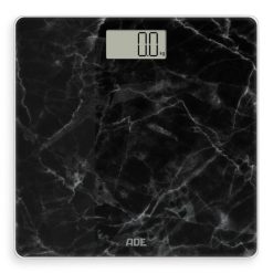 Waga łazienkowa, do 180 kg, 30 x 30 cm, marmurowy wzór, czarna. Czarne wagi łazienkowe ADE. Za 139.90 zł.