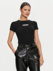 Guess Jeans T-Shirt W4YI64 KA0H1 Czarny Slim Fit. Czarne t-shirty Guess Jeans, l, z aplikacjami, z bawełny, bez kołnierzyka, bez ramiączek. Za 119.99 zł.