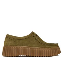 Półbuty Clarks. Brązowe półbuty wsuwane Clarks, bez wzorów, bez obcasa, na płaskiej podeszwie. Za 529.99 zł.