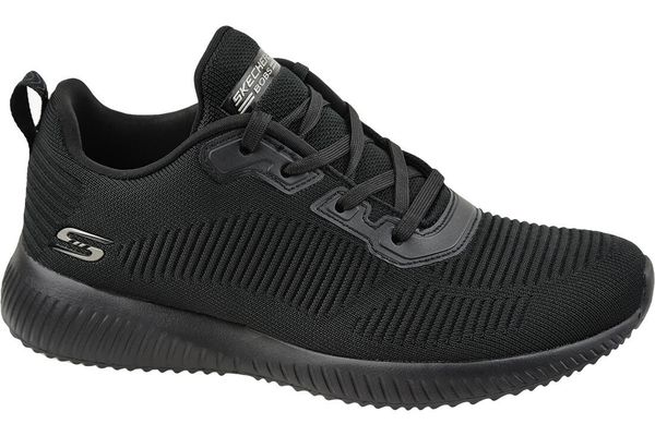 Buty do chodzenia, Skechers Bobs Squad 32504-BBK. Czarne buty treningowe Skechers, bez wzorów, z materiału, przed kostkę, bez zapięcia, trekkingowe. Za 269.99 zł.