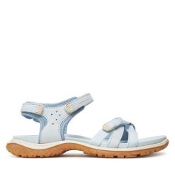 Sandały ECCO. Niebieskie sandały ECCO, bez wzorów, bez obcasa, na płaskiej podeszwie, bez zapięcia. Za 369.99 zł.