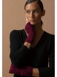 Perfect Cashmere Kaszmirowe mitenki "Jelo" w kolorze ciemnofioletowym rozmiar: onesize. Różowe rękawiczki Perfect Cashmere, bez wzorów, z kaszmiru. Za 143.99 zł.