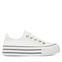 Trampki DeeZee. Białe trampki DeeZee, bez wzorów, bez zapięcia. Za 119.99 zł.