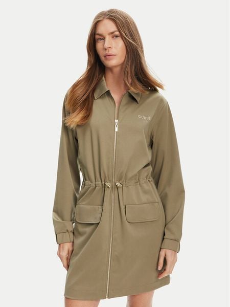 Guess Sukienka codzienna V5YK04 KCX42 Zielony Regular Fit. Zielone sukienki Guess, na co dzień, xs, z aplikacjami, z syntetyku, bez kołnierzyka, bez ramiączek, proste. Za 289.99 zł.