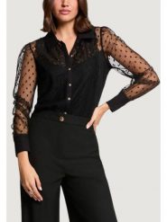 Morgan Koszula 261-TMUSIC Czarny Regular Fit. Czarne koszule Morgan, m, bez wzorów, z syntetyku, bez kołnierzyka, bez ramiączek. Za 239.99 zł.