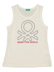 Benetton Top w kolorze kremowym rozmiar: 160. Brązowe topy Benetton, bez wzorów, z bawełny, bez kołnierzyka, bez ramiączek. Za 17.57 zł.