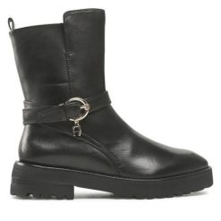 Botki Aigner. Czarne botki Aigner, bez wzorów, bez obcasa, na płaskiej podeszwie, bez zapięcia. Za 1,119.00 zł.