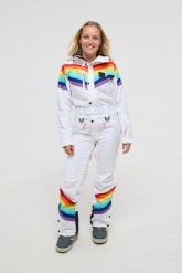 Kombinezon narciarski Rainbow Road - damski. Białe kombinezony OOSC, l, bez wzorów, z syntetyku, bez kołnierzyka, bez ramiączek. Za 1,710.99 zł.