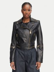 Elisabetta Franchi Kurtka skórzana GD-01Z-66E2-V1490 Czarny Regular Fit. Czarne kurtki Elisabetta Franchi, bez wzorów, ze skóry, bez kaptura. Za 6,369.00 zł.