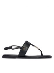 Calvin Klein Sandały Round Flat Sndl Thong Lth Hdw HW0HW02926 Czarny. Czarne sandały Calvin Klein, bez wzorów, ze skóry, bez obcasa, na płaskiej podeszwie, bez zapięcia. Za 449.99 zł.