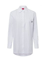 HUGO bluzka koszulowa - Koszula oversize Kobiety Bawełna biały, 36. Białe koszule Hugo, bez wzorów, z bawełny, bez kołnierzyka, bez ramiączek. Za 499.95 zł.