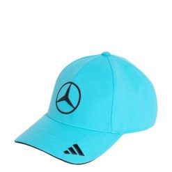 CZAPKA MERCEDES-AMG PETRONAS FORMULA 1 TEAM GEORGE RUSSELL. Niebieskie czapki z daszkiem adidas, bez wzorów, z materiału, eleganckie. Za 239.00 zł.