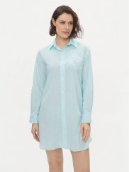 Lauren Ralph Lauren Koszula nocna ILN32317 Błękitny. Niebieskie koszule nocne Lauren Ralph Lauren, s, bez wzorów, z bawełny, bez ramiączek. Za 239.99 zł.